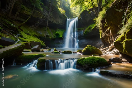 waterfall in the forest GENERATIVE AI 