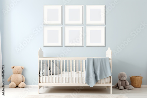 a photo of a boy nursery room frame mockup Generative AI