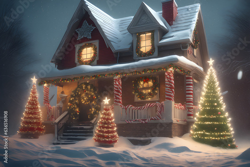 A pretty house on Christmas Day
