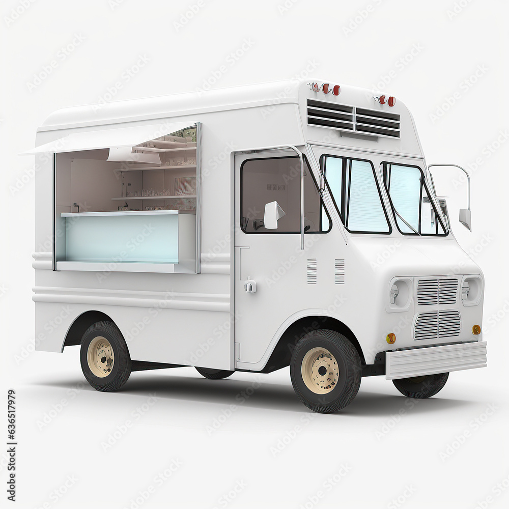 ai generated illustration food truck against white background