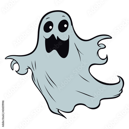 Cute ghost isolated, Vector Halloween concept, Cartoon Ghosts, Spooky vector, Cute ghost icon isolated, Cute spooky character, Holiday Silhouettes.