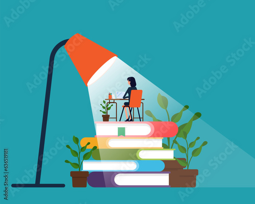 Online Education training. Internet studying concept. Vector illustration in cartoon style design.