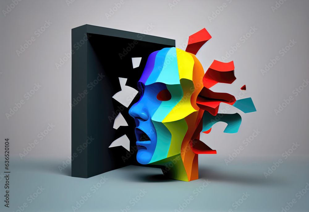 Colorful Illustration of Mental Health and Depression, Generative AI