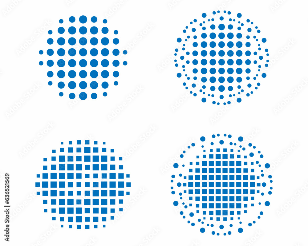 Set of circle halftone creative graphic vector icon design. Abstract logo design template