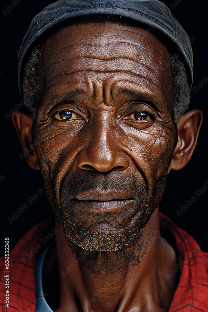 Portrait of a senior African man with a serious expression on his face