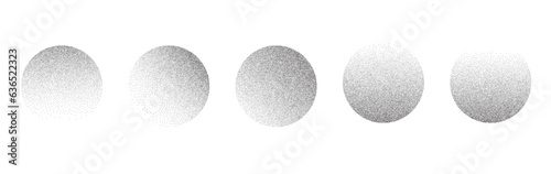 Dotwork grain noise gradient circles. Pointillism gradient pattern. Radial stochastic grange texture. Dotwork stipple halftone effect for tattoo. Dotted sphere, stipple element. Vector background