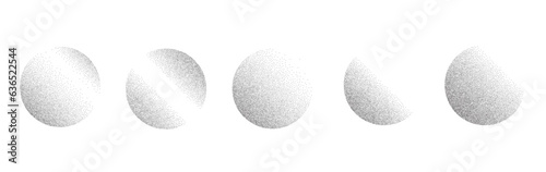 Circles noise texture dotwork grain. Pointillism gradient pattern. Radial stochastic grange texture. Dotwork stipple halftone effect for tattoo. Dotted sphere, stipple element. Vector background