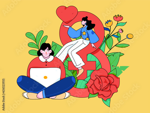 3.12 International Women's Day professional women flat character vector concept operation hand drawn illustration
