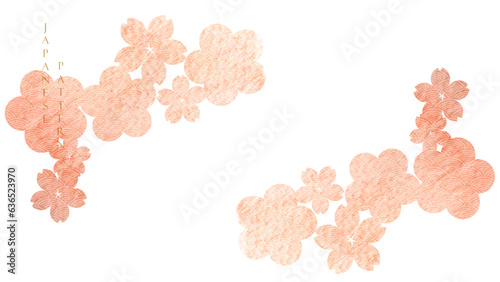 Art natural landscape background with pink watercolor texture vector. Leaves and flower decoration in vintage style. 