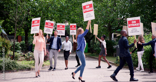 Workers Strike Demonstration In City. Labor Union March