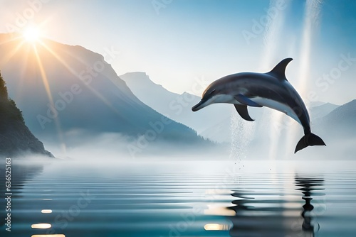 dolphin jumping out of the water generated ai