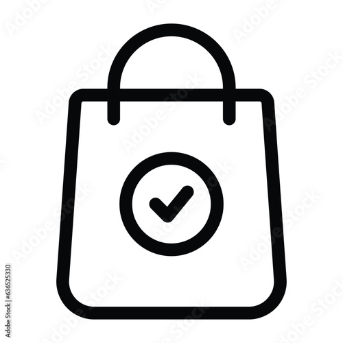 Shopping Bag icon Outline Vector, Online Shopping Design Element, Linear Style Purchase Bag With Handle Silhouette, Luggage, Pixel Perfect Icon Vector Illustration