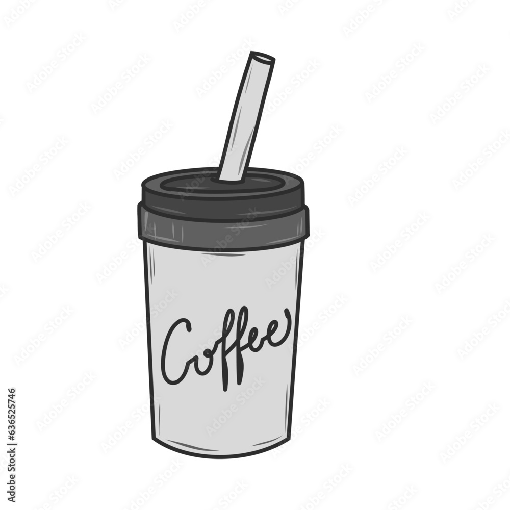 Hand drawn plastic coffee cup vector icon illustration Hand drawn plastic coffee cup vector icon illustration