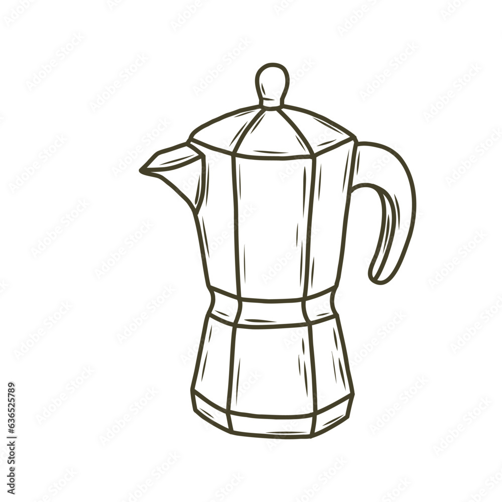 Hand drawn coffee moka pot coffee vector illustration Hand drawn coffee moka pot coffee vector illustration