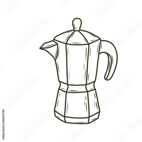 Hand drawn coffee moka pot coffee vector illustration