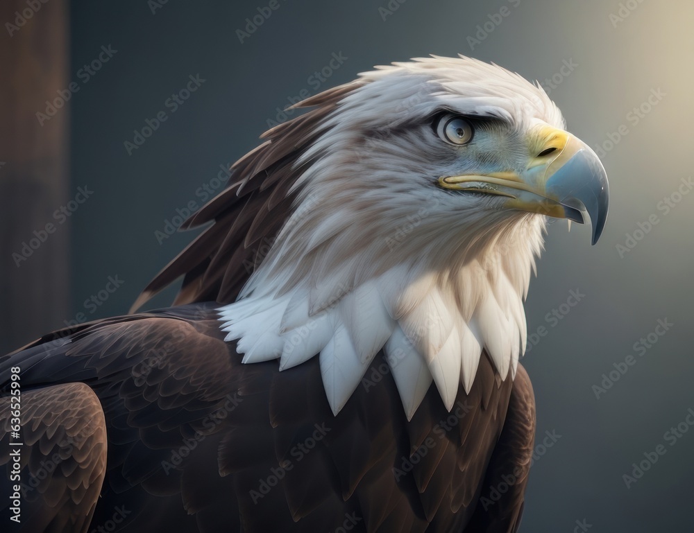 illustration eagle head to body distance old on a branch.generative AI illustration eagle head to body distance old on a branch.generative AI
