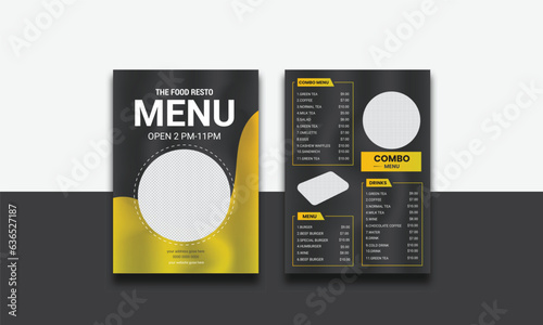 Editable Food menu card template design, Restaurant Healthy luxury food menu Brochure flyer catalog leaflet booklet Template design