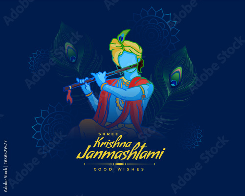 beautiful krishna janmashtami festival card design