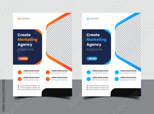 orange and blue business flyer template