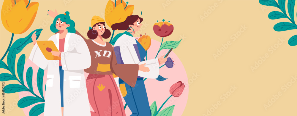 Fototapeta premium 3.12 International Women's Day professional women flat character vector concept operation hand drawn illustration 