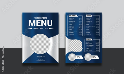 Editable Food menu card template design, Restaurant Healthy luxury food menu Brochure flyer catalog leaflet booklet Template design