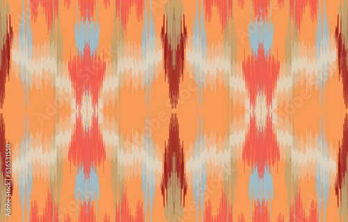 Uzbek ikat pattern silk fabric in Uzbekistan. Background, Design for fabric, curtain, coat ,robe, ikat from Uzbekistan.