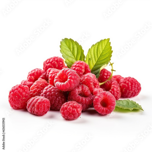 ai generated illustration Delicious, Ripe Red Rasberries Isolated on a Clean White Background