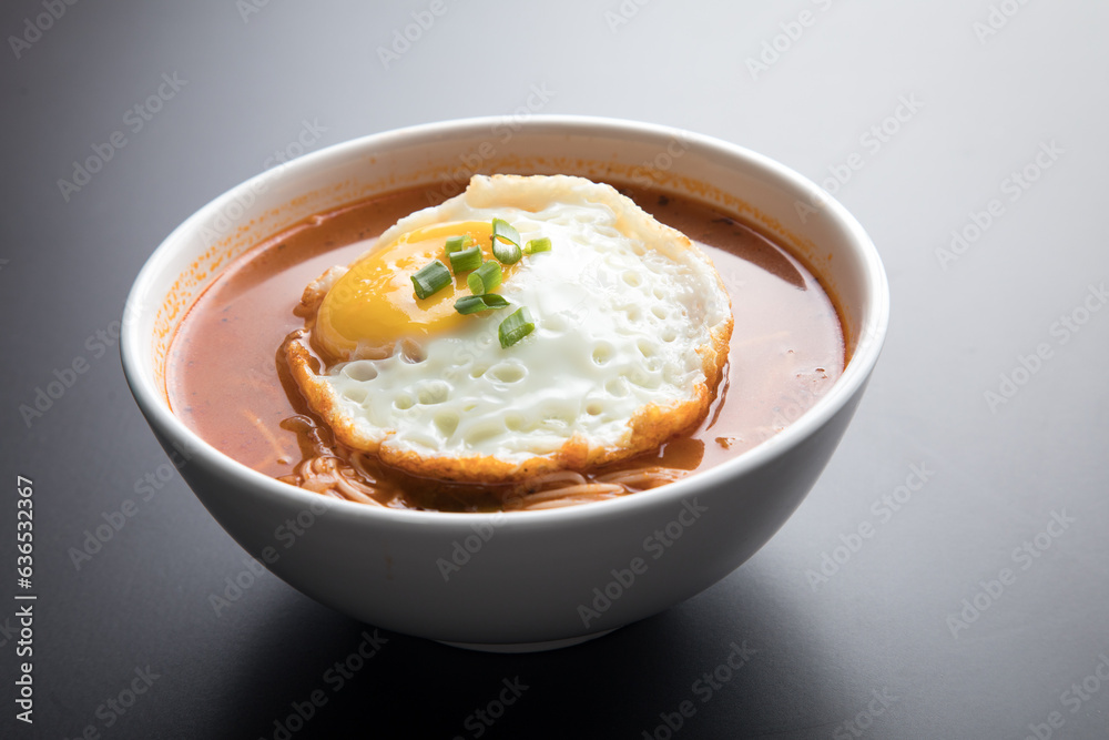Sopa criolla a la minuta peruvian beef soup food with fried egg Sopa criolla a la minuta peruvian beef soup food with fried egg