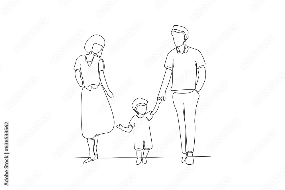 One continuous line drawing of Kids, parents and doctor. Parenting in Healthcare concept. Doodle vector illustration in simple linear style. One continuous line drawing of Kids, parents and doctor. Parenting in Healthcare concept. Doodle vector illustration in simple linear style.