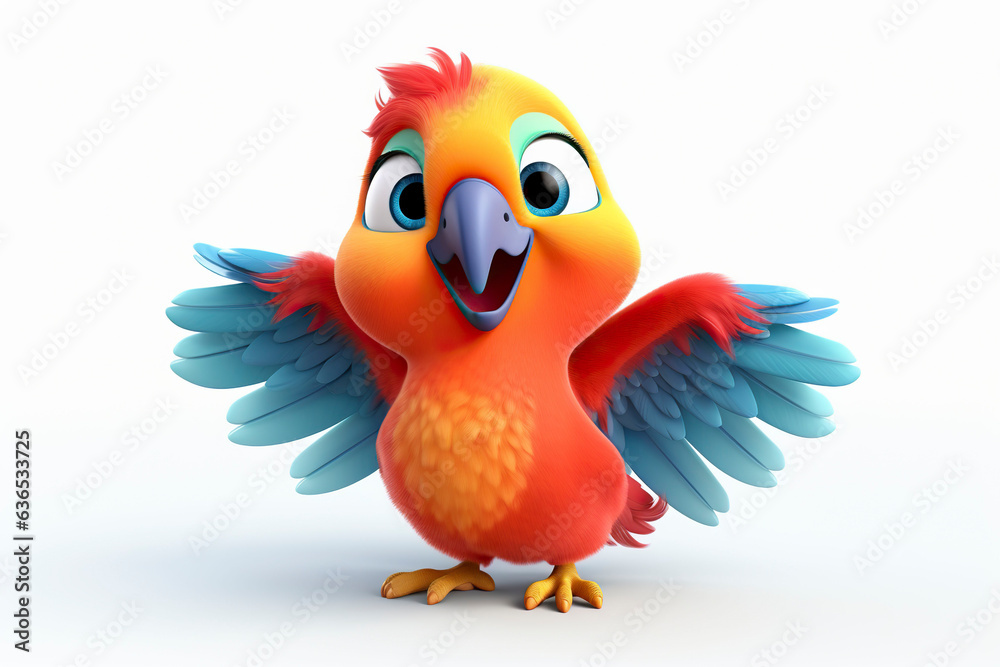 3d cute cartoon macaw parrot. 3d cute cartoon macaw parrot.