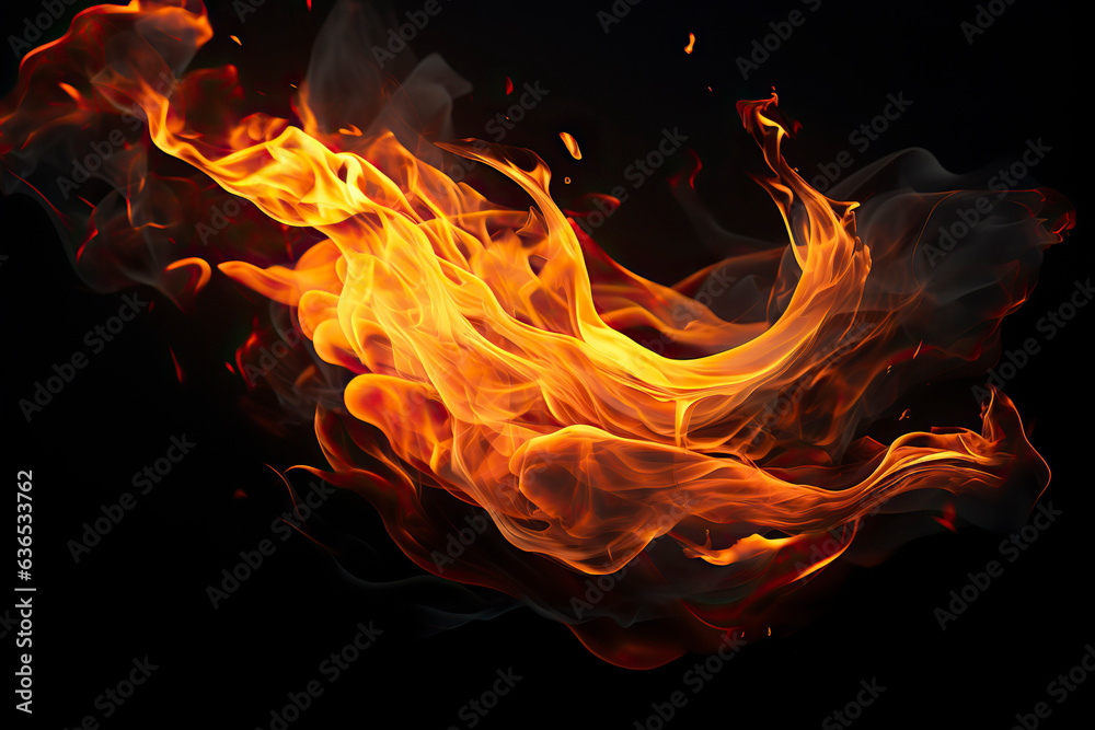 Fototapeta premium Fire on the black background.
