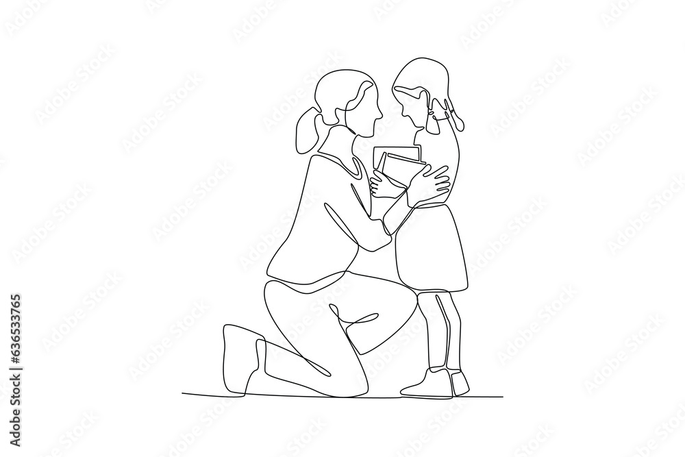 One continuous line drawing of Kids, parents and doctor. Parenting in Healthcare concept. Doodle vector illustration in simple linear style. 