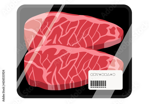 肉_パックに入った牛ステーキ肉