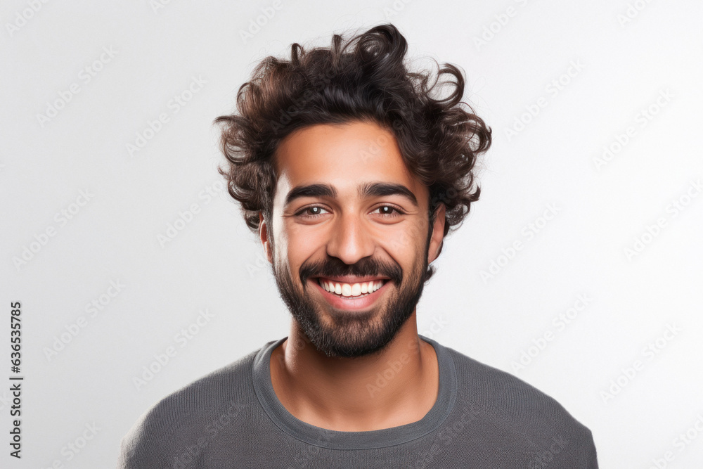 Fototapeta premium young man loud laughing face on white background.