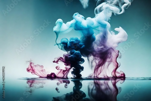 Beautiful colored smoke in the water. Ink dissolved in water