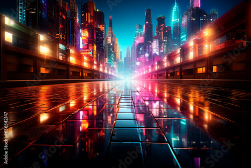 modern city with reflection and lights