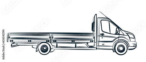 The sketch of a large long truck. 