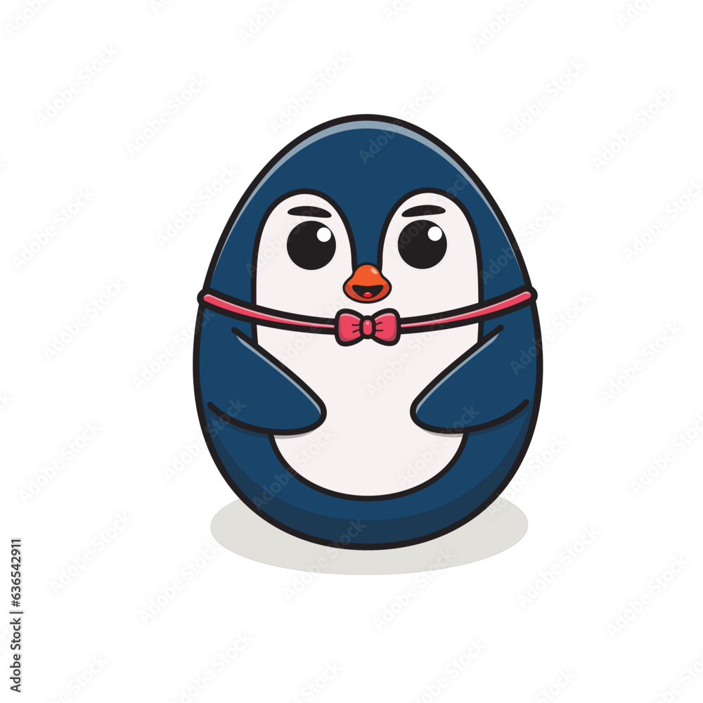 Fototapeta premium cute penguin animal character shaped like a moon like an egg. penguin character cartoon