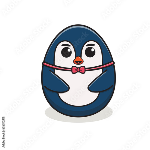 cute penguin animal character shaped like a moon like an egg. penguin character cartoon