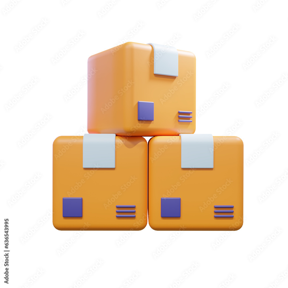 3D icon Boxed Logistics Through Packaging 3D icon Boxed Logistics Through Packaging