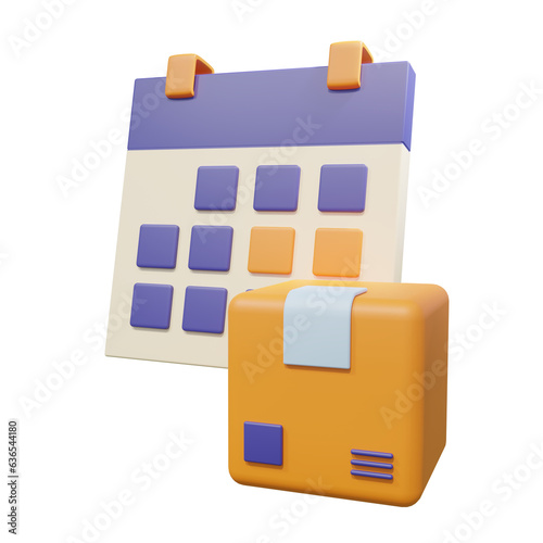 3D Calendar Concept illustrate time Management in Logistics with front view for app and website