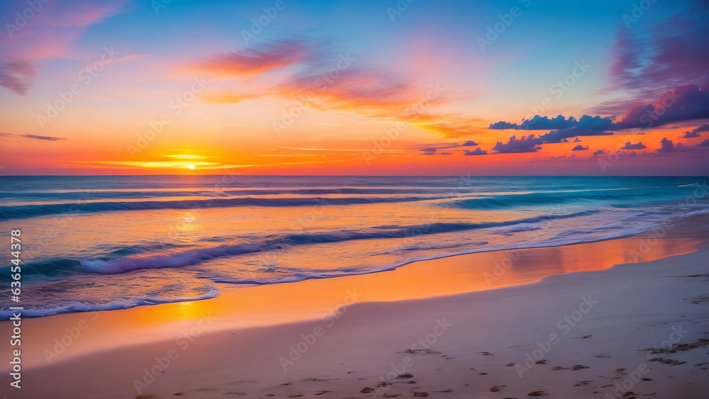 Sunset Serenity: Mesmerizing Beachscape Bathed in Colors