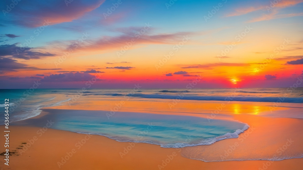 Sunset Serenity: Mesmerizing Beachscape Bathed in Colors