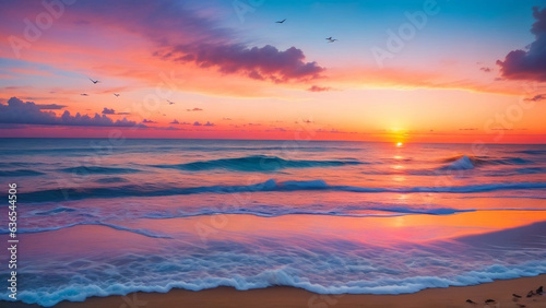 Sunset Serenity: Mesmerizing Beachscape Bathed in Colors