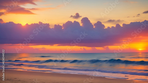 Sunset Serenity  Mesmerizing Beachscape Bathed in Colors