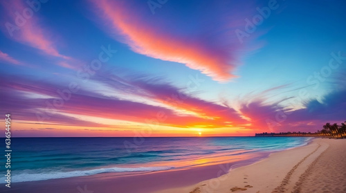 Sunset Serenity  Mesmerizing Beachscape Bathed in Colors