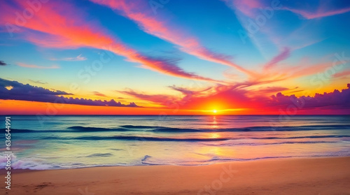 Sunset Serenity  Mesmerizing Beachscape Bathed in Colors