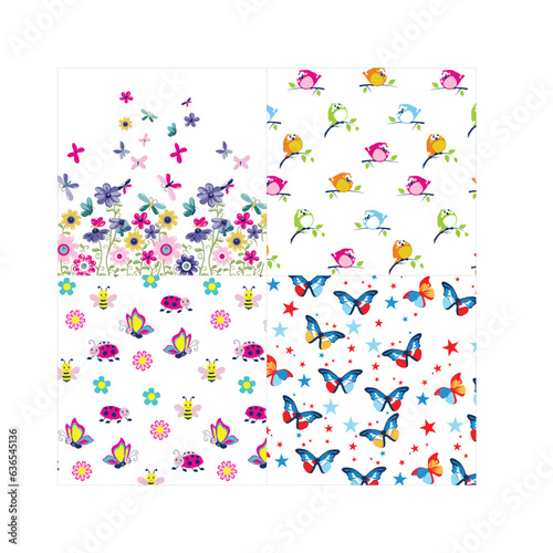 flower butterfly combo vector art