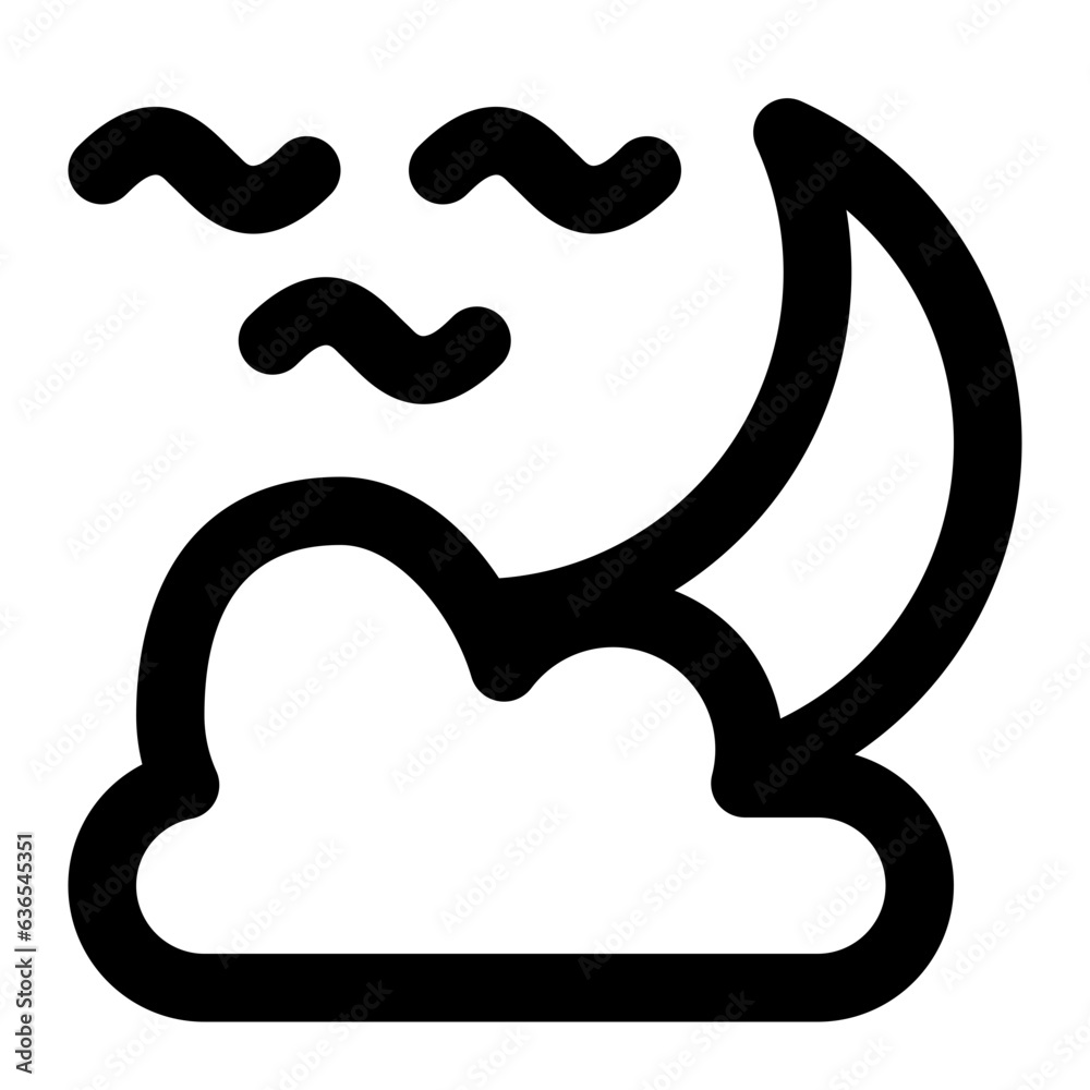 cloudy night line icon cloudy night line icon