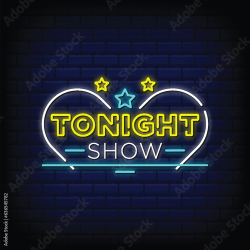 Vector neon sign Tonight Show with brick wall background vector